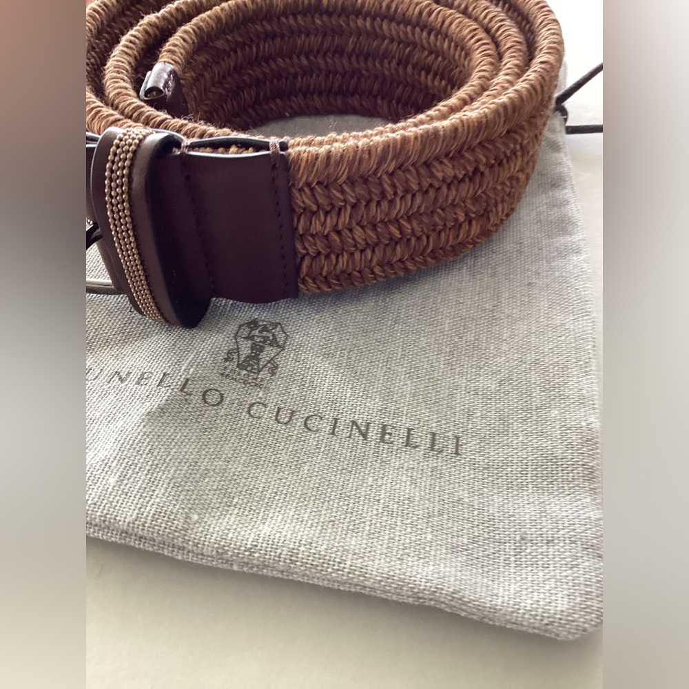 Brunello Cucinelli Techno raffia belt with Monilli loop  Sz L  NWT - Picture 2 of 5